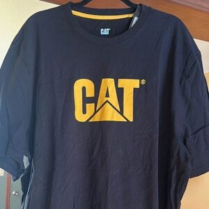 NWT Caterpillar Black Tee with Bold Yellow Logo XXL